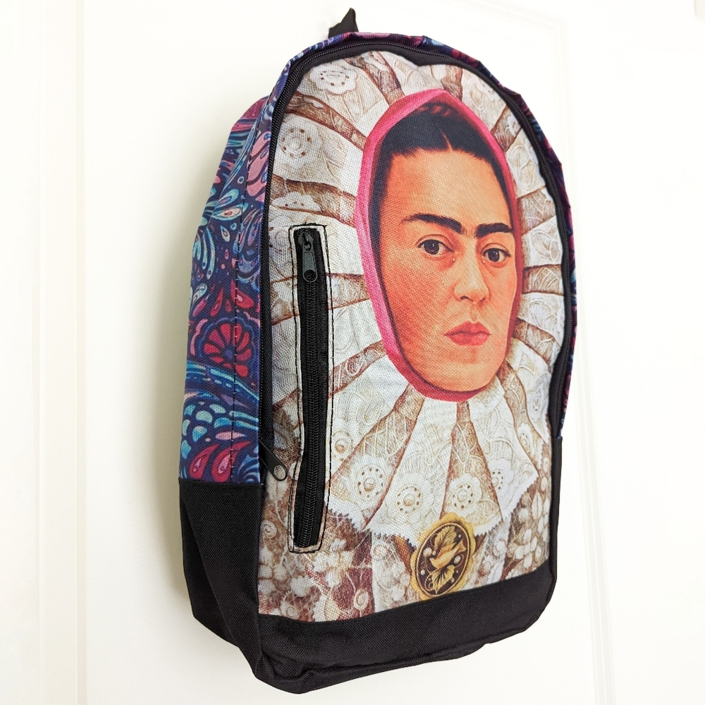 Frida Kahlo inspired backpack // 🪩 Stained glass pattern print on sides.